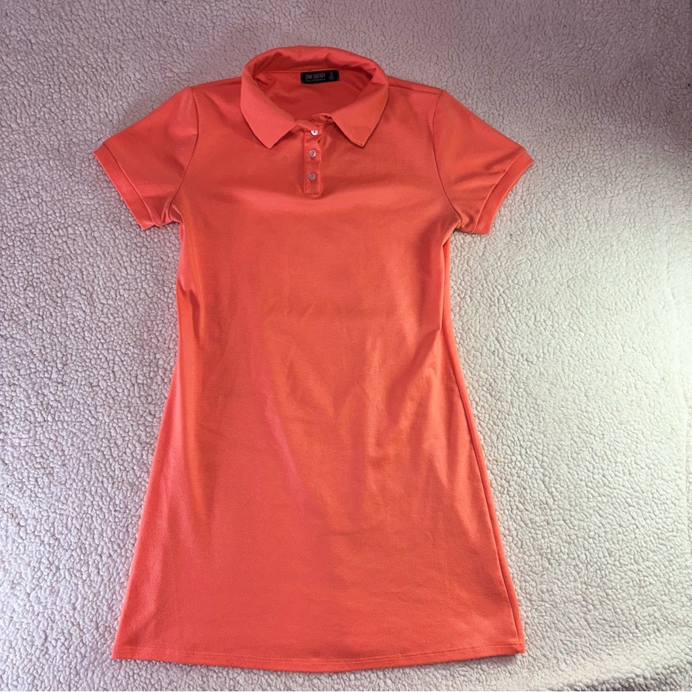 Come Together California Coral Polo Dress Made in USA Small Y2K Fall